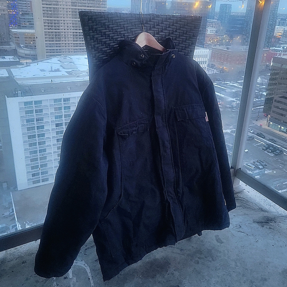 Black Heavy Duty Work King Quilted Canvas Work Gear Coat Men's XL